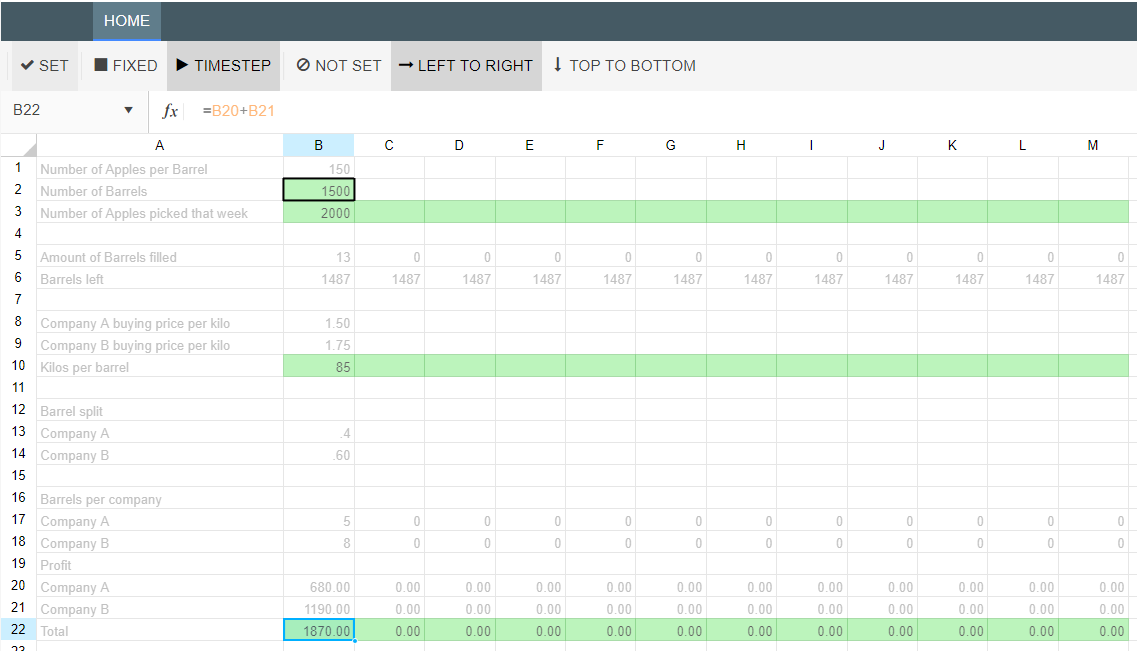 Setting a Spreadsheet Output value