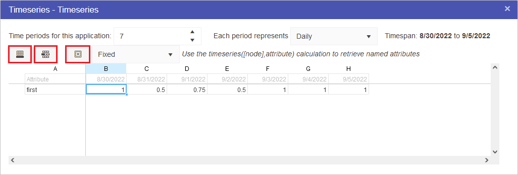 Timeseries Row Buttons