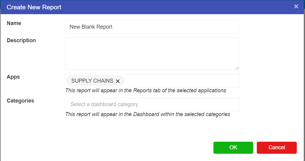 Blank Report Screen