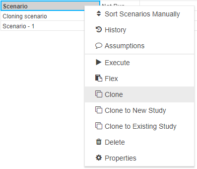 Research Grid Scenario Options Menu